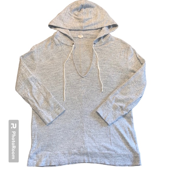 jcrew 100% Cotton Hooded Sweater Shirt Heather grey - Picture 1 of 15